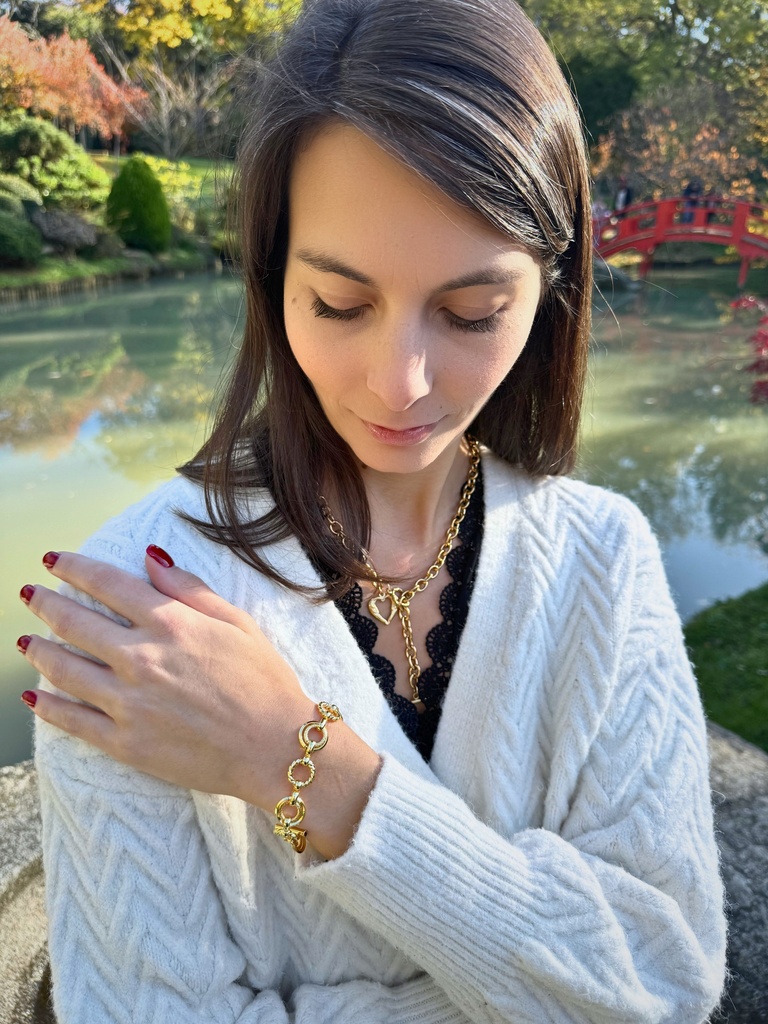 Bracelet en or jaune, chaîne à maillons ronds élégante
