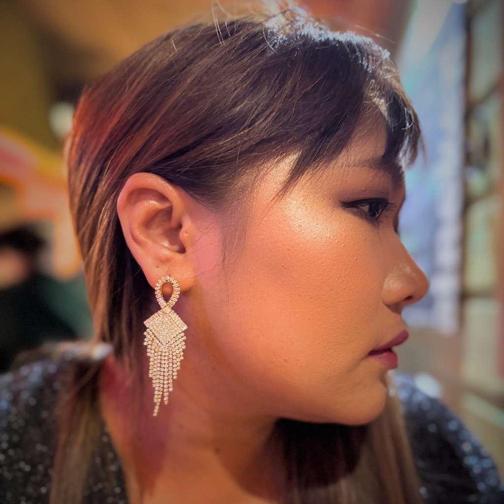 Boucles d’oreilles élégantes en strass, fête de Noël