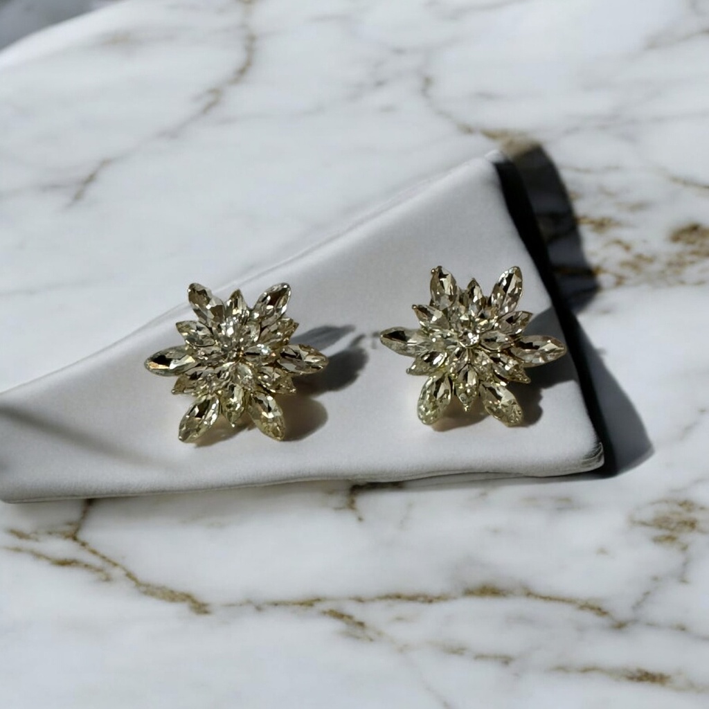 Rhinestone Boucles d’oreilles petite fleur- Or