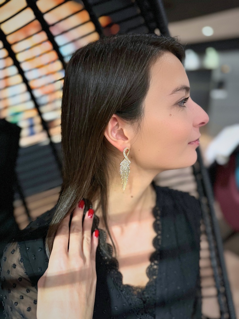 Boucles d’oreilles élégantes en strass, fête de Noël