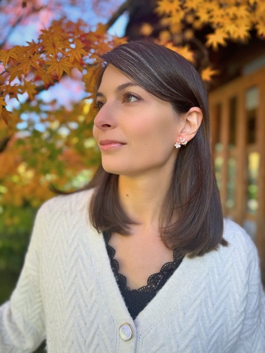 Boucles d’oreilles fleurs avec feuilles