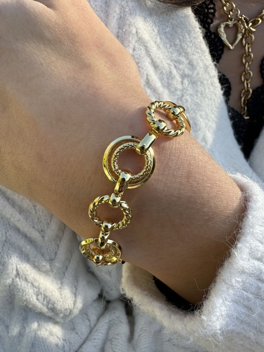 Bracelet en or jaune, chaîne à maillons ronds élégante